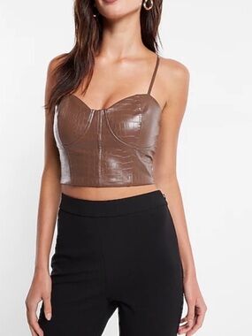 NWT Express Body Contour Croc Faux Leather Corset Top